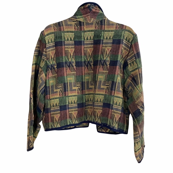 VINTAGE Boho Aztec Cotton Pocket Blazer Jacket S/M - Picture 2 of 10